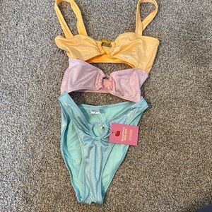 Strawberry Milk Mob one piece cutout swimsuit size Small NWT